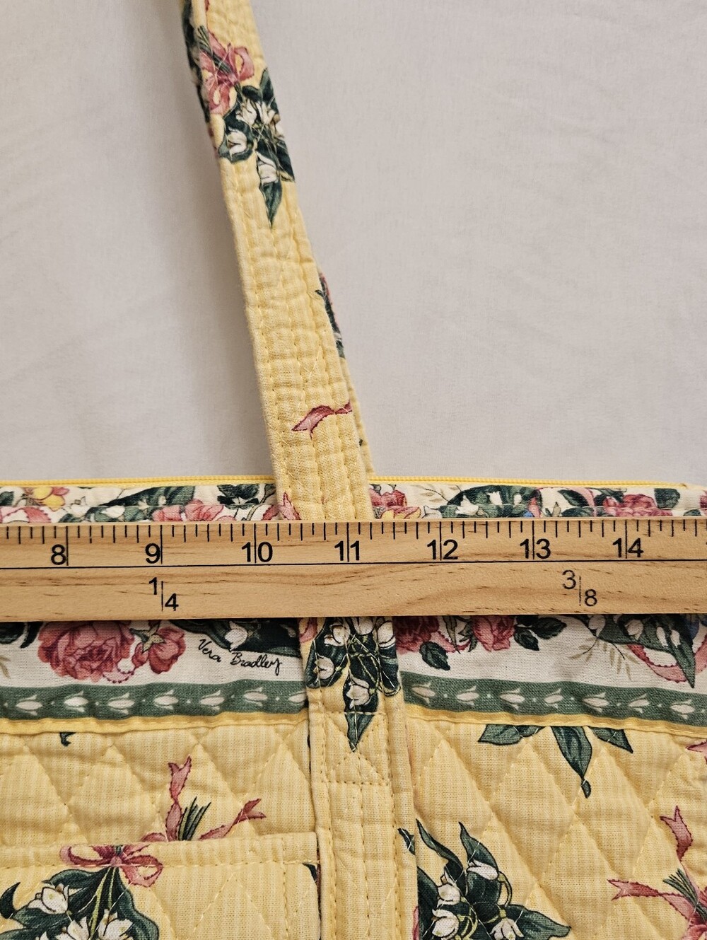 Vera Bradley Villager Hope Lily of the Valley Yellow Quilted Floral Tote Bag Vtg - Picture 11 of 16